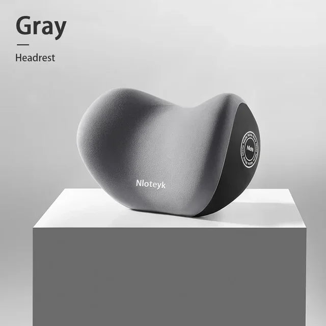 Memory Foam Headrest Lumbar Support Set Ergonomic Neck Pillow Back Cushion Car Driver Seat Comfort Breathable Polyester Fabric