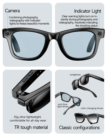 New Upgrade Smart glasses With Camera Video Recording AI Photo Recognition Bluetooth Call Translation Voice Sunglasses Men Women