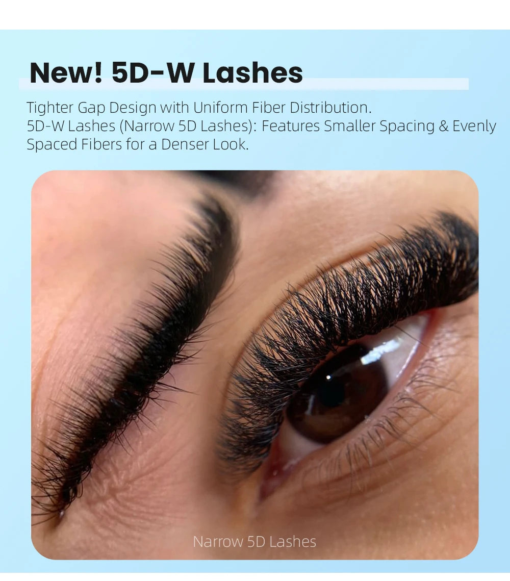 Yelix Narrow 5D Lashes Smaller Spacing 5D W Shape Eyelash Extension Premade Natural Soft Small Fan Mesh Volumen Lashes