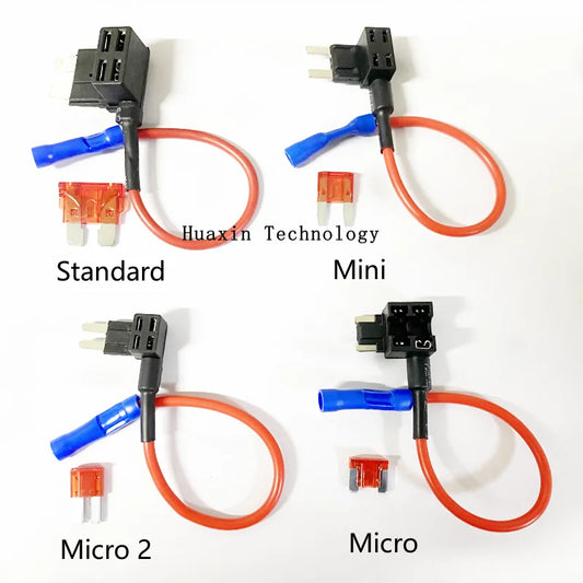 12V 24V MINI SMALL MEDIUM Size Car Fuse Holder Add-a-circuit TAP Adapter with 10A Micro Mini Standard ATM Blade Fuse