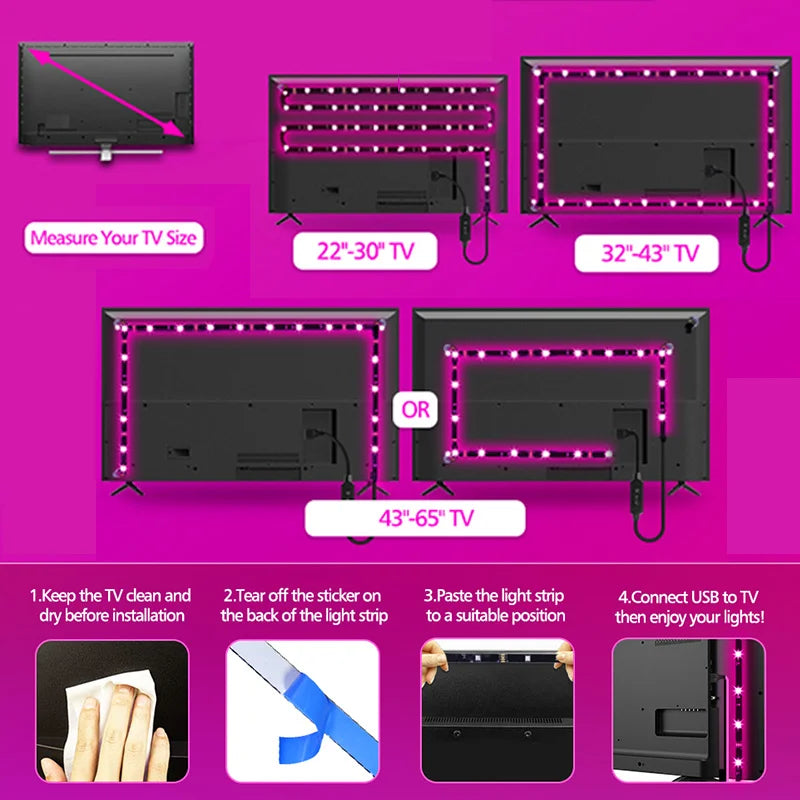 12LEDs/M Led Strip Lights RGB Led Strip Flexible Ribbon with 3Key Control Luces Led Tape Lights for Room Decor TV Backlights