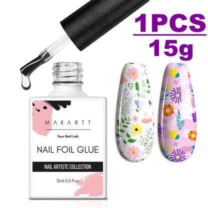 Makartt Nail Foil Glue Gel for Nail, Foil Gel Transfer for Nails Art Stickers Strong Adhesion Foil Transfer Gel Soak Off Salon