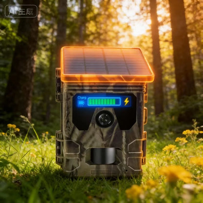 50MP 4K Solar Panel Hunting Camera Infrared Night Vision Monitoring Wildlife Trap Trail Camera Video Photo Recorder Cam