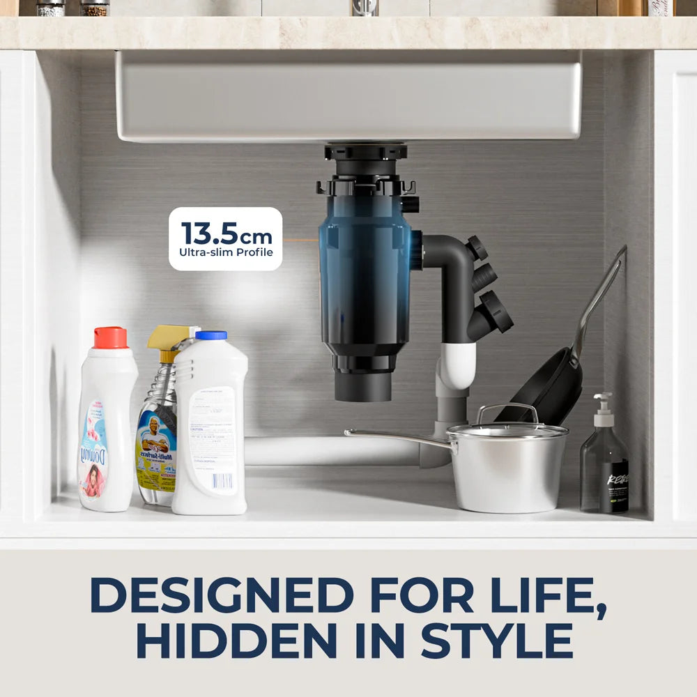 Continuous Feed Garbage Disposal with Sound Reduction,1/2 HP Food Waste Disposer with Stainless Steel Grinding System