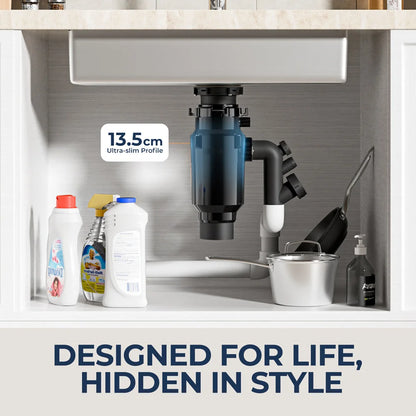 Continuous Feed Garbage Disposal with Sound Reduction,1/2 HP Food Waste Disposer with Stainless Steel Grinding System