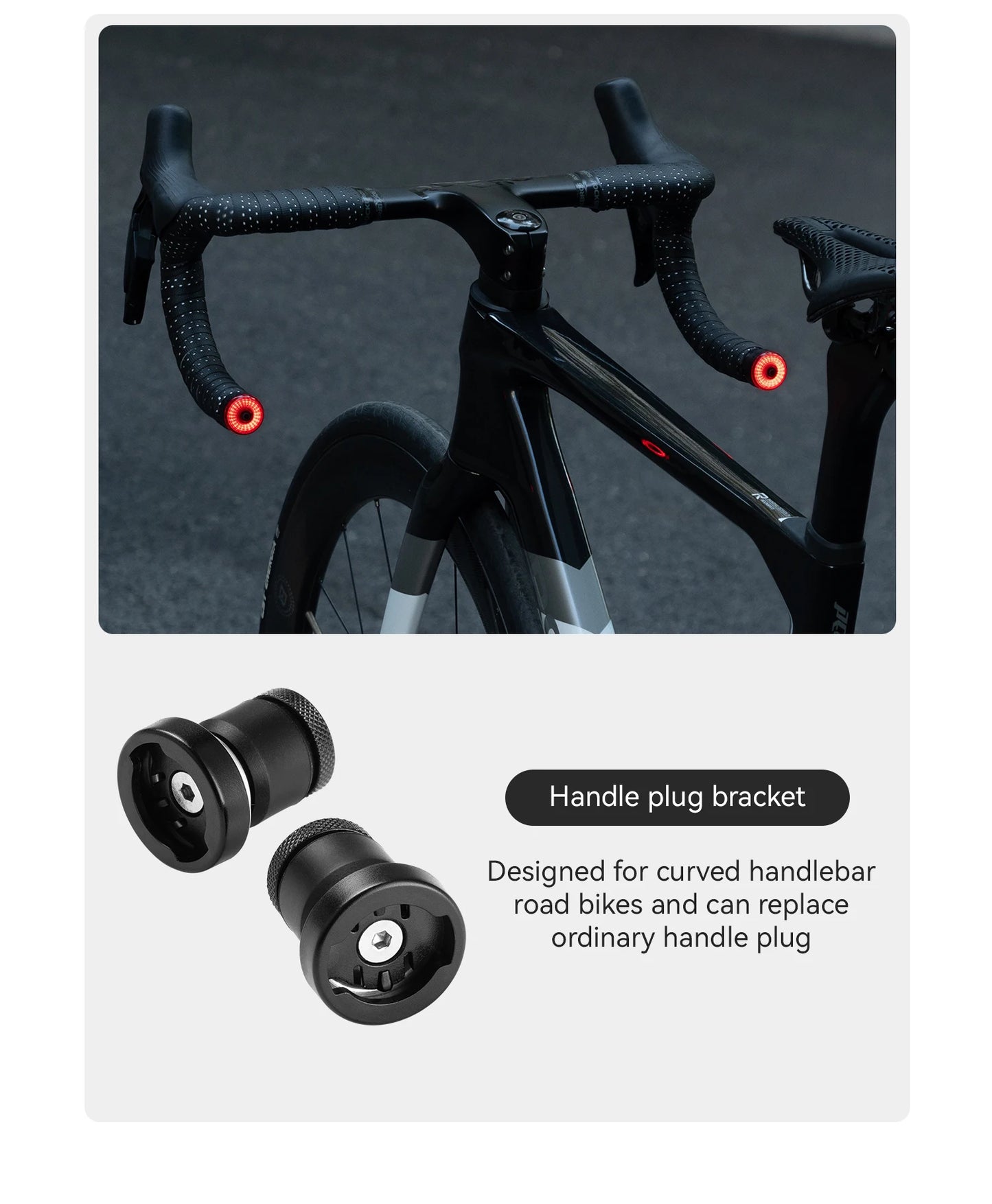 ROCKBROS Bike Handlebar Light LED Bicycle Waterproof Rechargeable Road Bike Handlebar End Plug Warning Taillight Bike Accessory