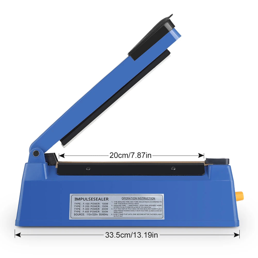 Impulse Sealer Manual Heat Sealer Machine for 8 inch Plastic Bags, Shrink Wrap Bag Sealers Vacuum Sealer Packaging Machine