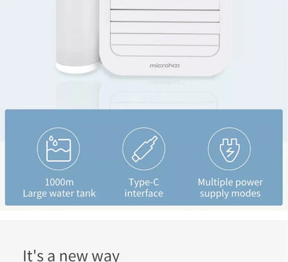 Portable Microhoo Mini Air Conditioner 1000ML Fan Cooler Aromatherapy Essential Oil Diffuser Fast Cooling Humidifier Household