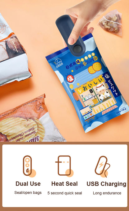Mini Heat Bag Sealing Machine Plastic Bag Sealer Rechargeable Food Packing Bag Thermal Sealer Portable Plastic Bag Heat Sealer