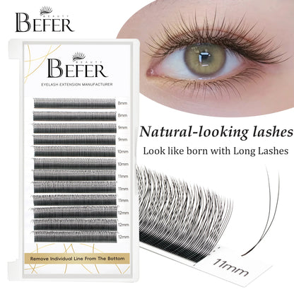 Befer Natural False Eyelashes 0.07/0.10 Thickness Super Soft Eyelash 8-15mm Lashes Extension Supplier High Quality Wholesale