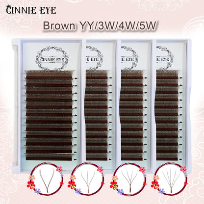 5W Eyelash Extensions YY 7mm Lash Brown Color 4DW Brazilian Premade Lash Fans Individual Cluster DIY 3D W Shape Lash Dolly Eye