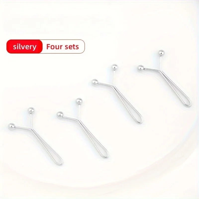 4pcs Invisible Metal Waist Clips - Adjustable Button Clips for Jeans/Clothes, Slimming Tightener with Hidden Design