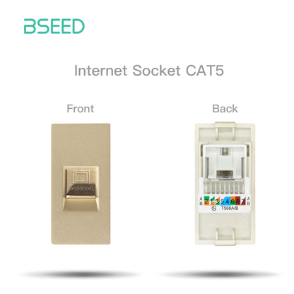 BSEED Glass Frames EU Standard HDMI Tel Sockets Module Part Internet Wall Sockets TV DIY Function Base USB CAT5 Satellite Parts