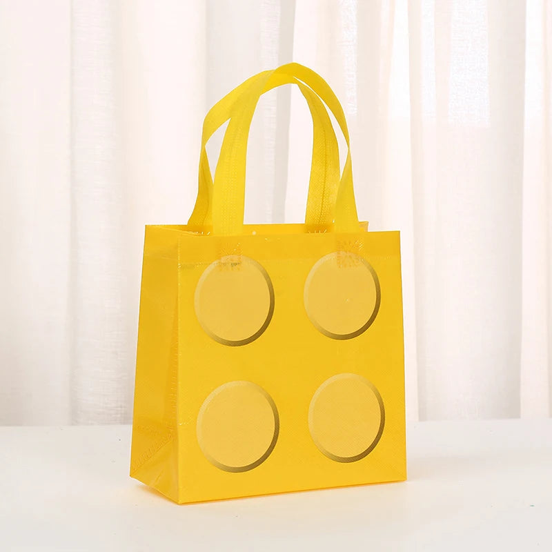New 6/12pcs Building Block Tote Bags Non-Woven Fabric Party Favor Bags For Birthday Graduation Easter Father's Day Mother's Day