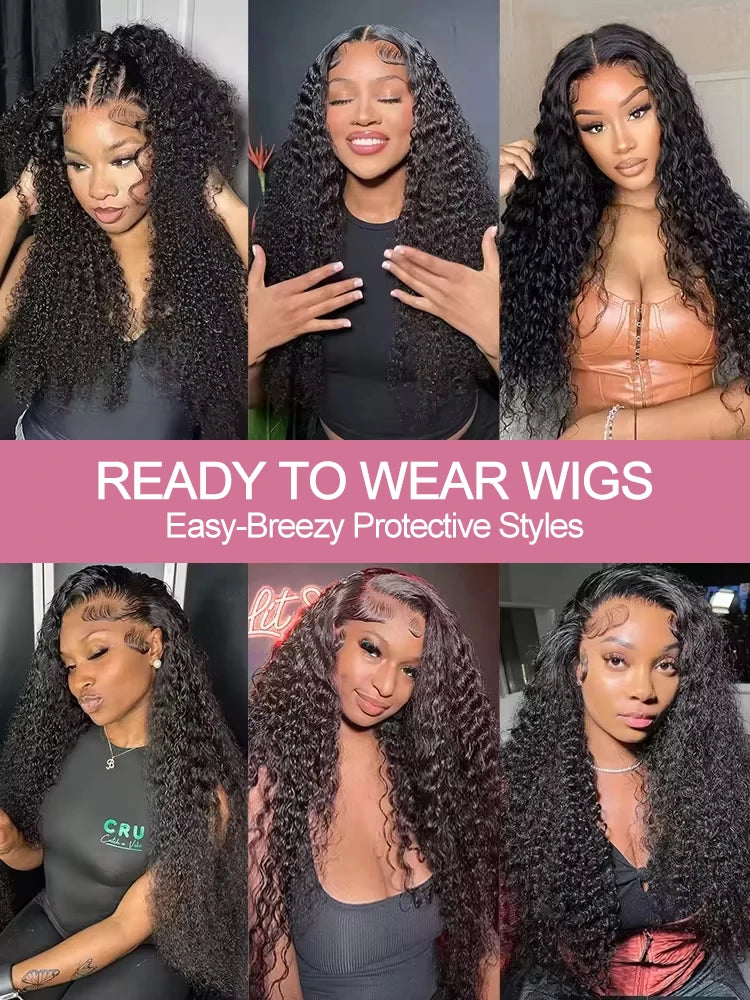 40 46 Inch 13x4 13x6 HD Deep Wave Lace Frontal Wig Brazilian Loose Water Curly Lace Front Human Hair Wigs For Women 300% Density