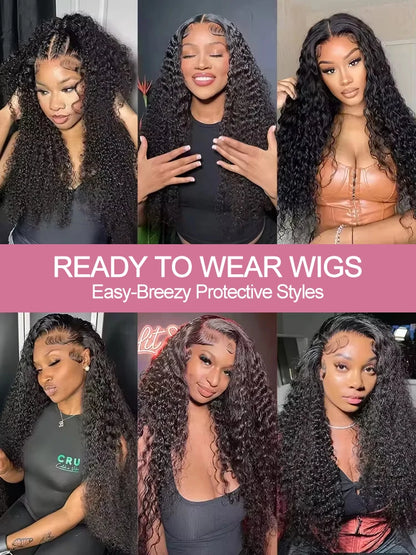 40 46 Inch 13x4 13x6 HD Deep Wave Lace Frontal Wig Brazilian Loose Water Curly Lace Front Human Hair Wigs For Women 300% Density