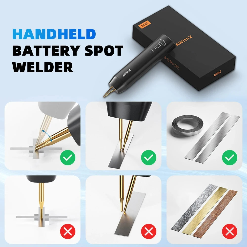 HOMEFISH Portable Spot Welder DIY Handheld Spot Welding Machine 11 Gears Adjustable Energy Storage Spot Welding