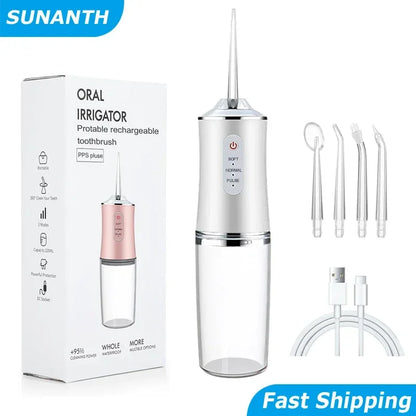 Portable Cordless dental water flossers,Professional Electric Oral Irrigator tooth cleaner 3 Modes & Water Drill,IPX7 Waterproof