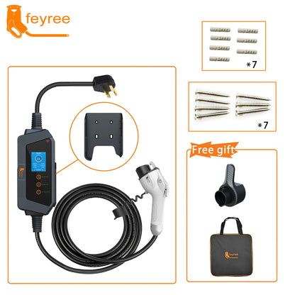 feyree Type1 Portable EV Charger 7KW 32A 1Phase J1772 Socket with 5m Cable Smart APP WIFI Control Version for Electric Vehicle