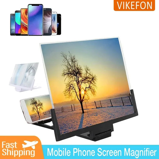 12/14in Mobile Phone Screen Amplifier 3D Magnifying Glass Stand Magnifier HD Video Amplifier Phone Stand Enlarged Screen Bracket