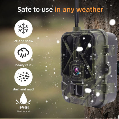 4G HD Live Video Lithium Battery Cellular Trail Camera 50MP 4K Wireless Game App Cloud Service Waterproof IP66 Wildlife Monitori