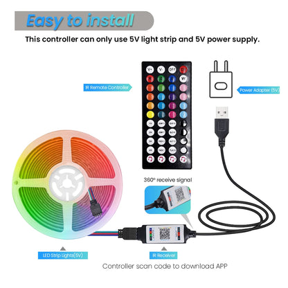 5V USB RGB COB LED Strip Light Bluetooth APP Control Music Sync 576LEDs/m High Density Flexible Ribbon RGB Tape TV Backlight