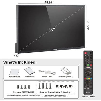 55 Inch Outdoor TV, Waterproo 4K Smart TV, High Brightn,7x16(H) Commercial Grade, Supports WirelContion & Wi-i, ARC &CEC, Suitab