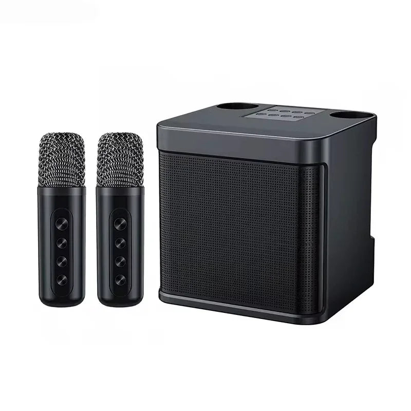 Karaoke Machine With 2 Wireless Dual Microphones Portable Boombox AUX TF Card U Disk Player Voice Changer For Party
