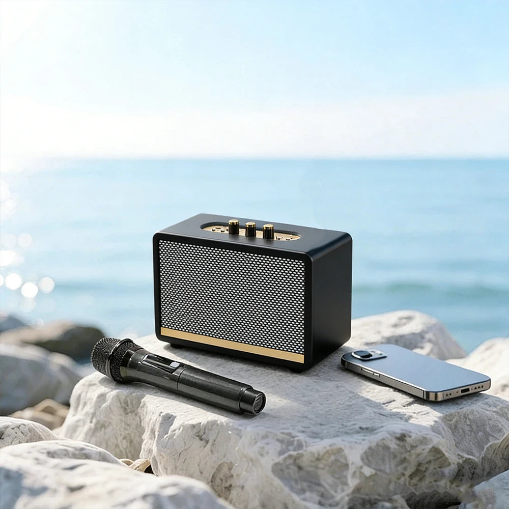Karaoke wireless Bluetooth microphone and sound system all-in-one portable outdoor family KTV vintage speaker