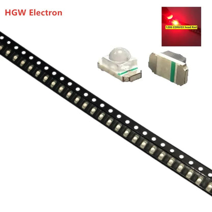 100PCS 1206(3216) Ball head concentrated SMD LED Diode Chip Red Green Blue Yellow Orange White SMT Lamp Light Beads Emitting Kit