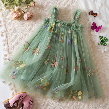 Girls' Dresses Summer Floral Tulle Strapless Baby Girls Dress Cute Princess-Style Weddings Baby Dress Baby Girl Clothing