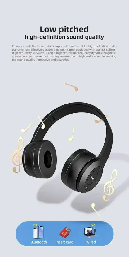 Stereo P47 Headset 5.0 Bluetooth Headset Folding Series Wireless Sports Game Headset for iPhone XiaoMi