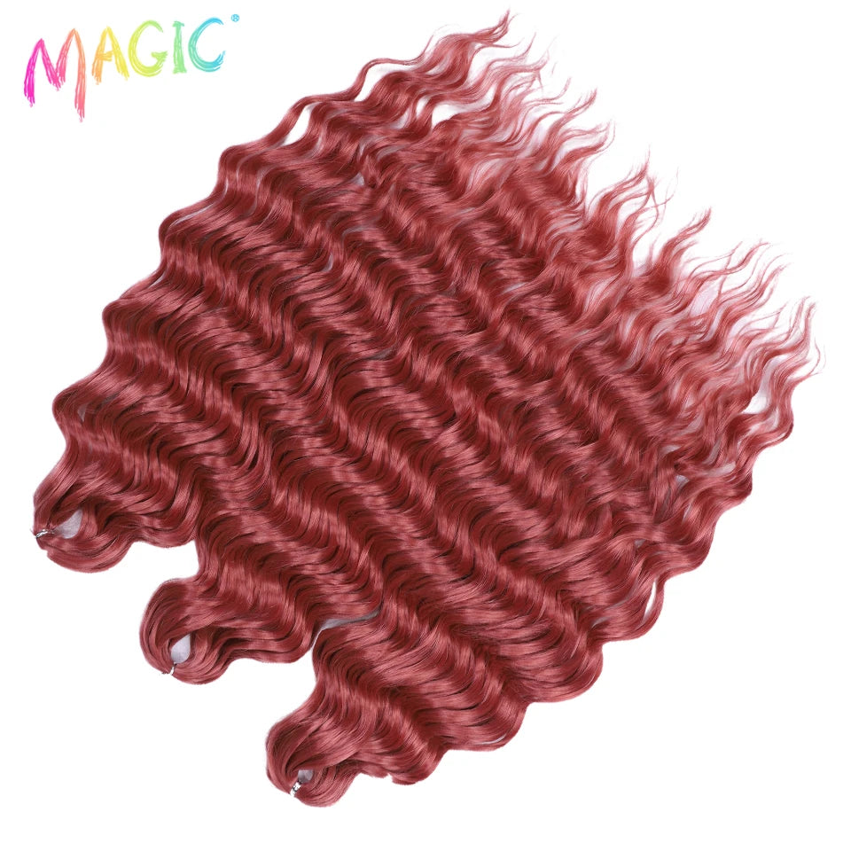 Anna Synthetic Hair 24 Inch Water Wave Braiding Hair Extensions Ombre Blonde Deep Wave Afro Curl Twist Crochet Hair for Women