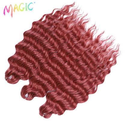 Anna Synthetic Hair 24 Inch Water Wave Braiding Hair Extensions Ombre Blonde Deep Wave Afro Curl Twist Crochet Hair for Women
