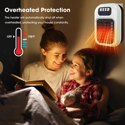 Portable Heater Electric Heater Plug in Wall Room Heater Radiator Remote Warmer Machine Muted for Bedroom Bathroom Office