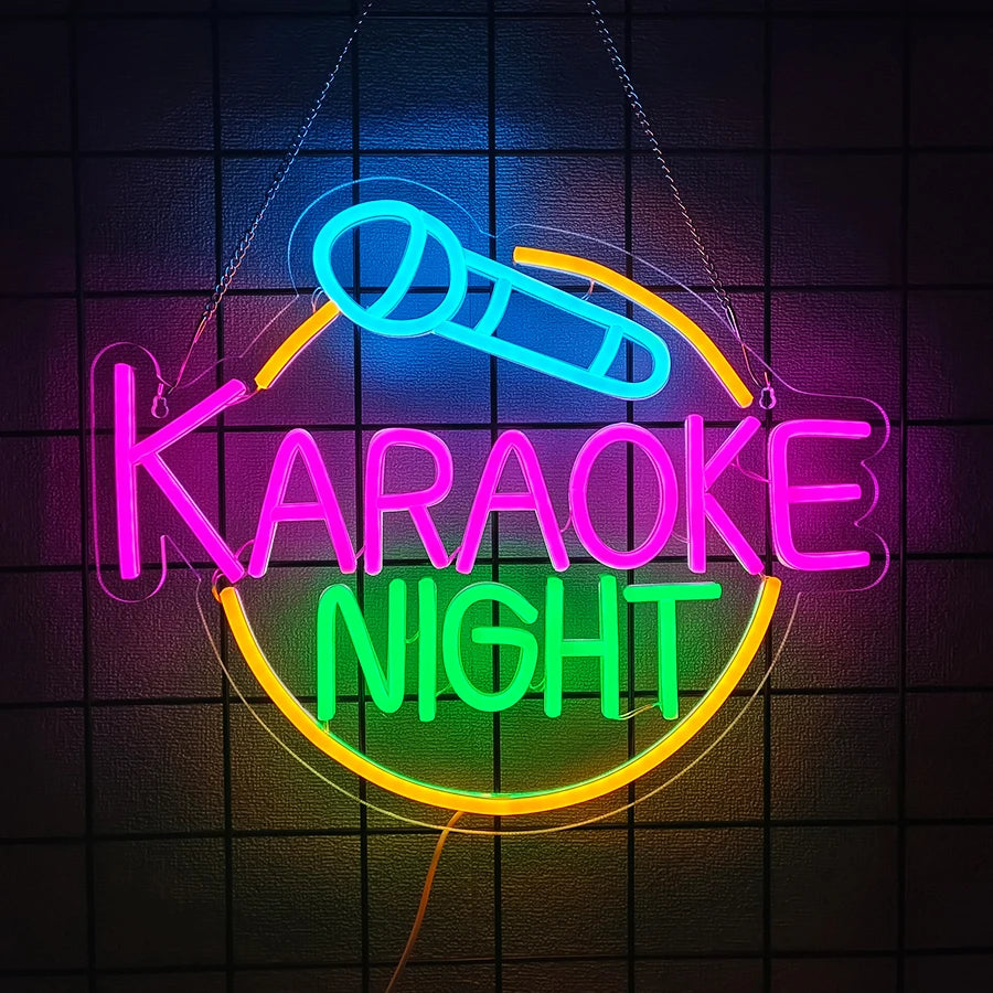 Karaoke Led Neon Sign, Microphone Note Icon, Suitable For Bars, Clubs, Music Classrooms, Music Studios, Ktv, Bedroom Decor.