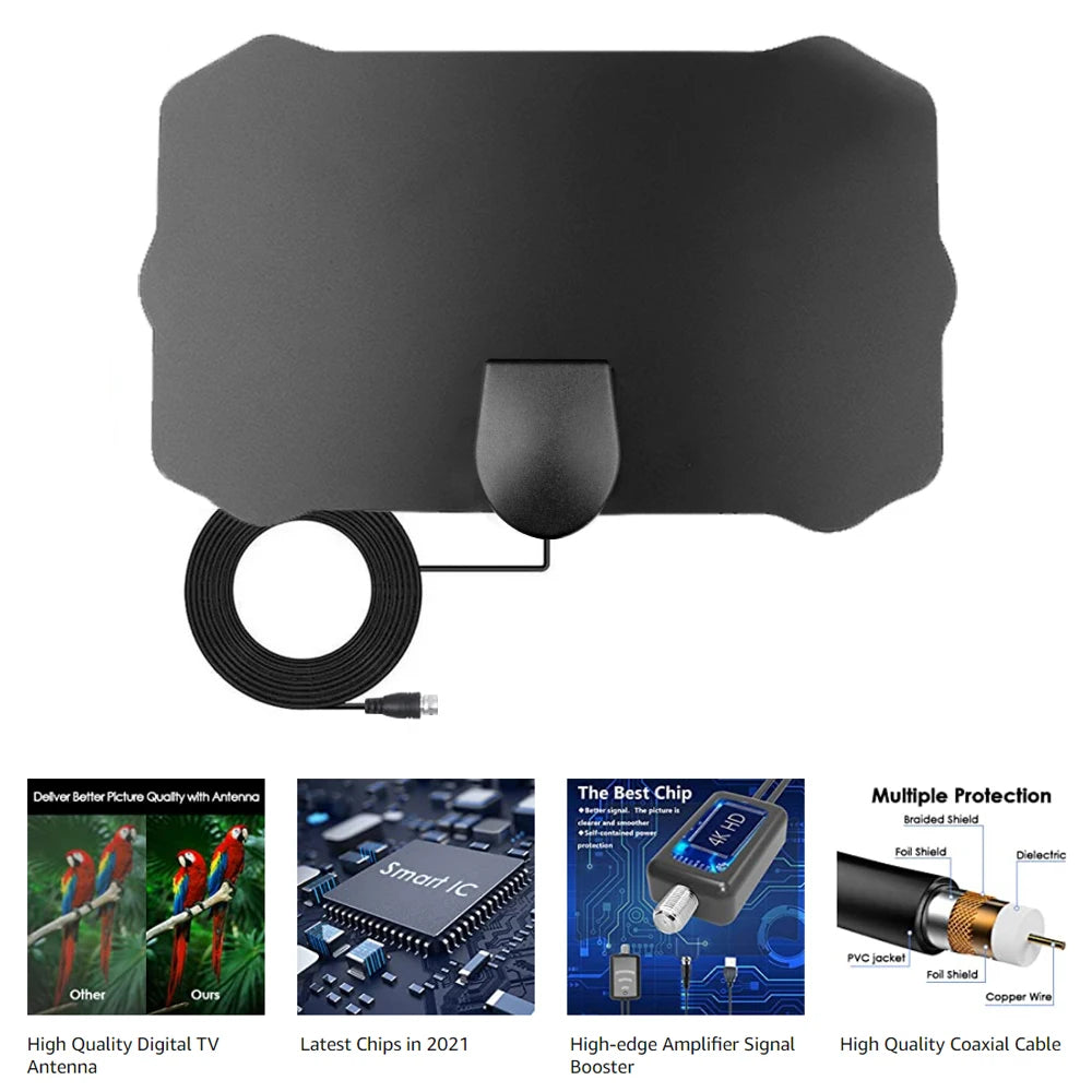 2023 New 4K 8K Indoor Digital TV Antenna HD HDTV Antena DVB-T/T2 DVBT2 Cable TV Antena 500Miles UHF VHF DTV Antennas Aerial