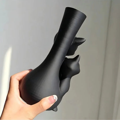 Creative Art Dry Flower Hydroponic Cat Vase, Suitable for Indoor Living Room, Study, Office, Outdoor Balcony Garden Mother's Day