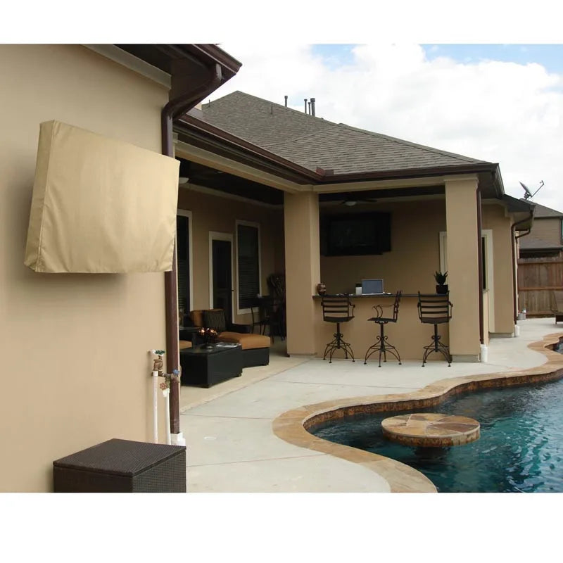 Off-White Premium Waterproof Outdoor TV Protective Cover, Weatherproof Outdoor TV Housing