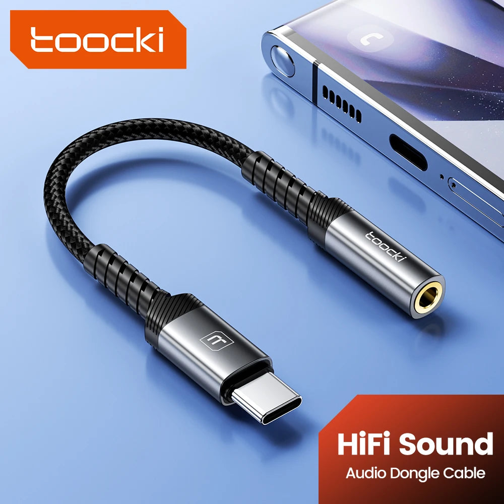 Toocki iP/USB Type C to 3.5mm Jack HiFi Audio Dongle Cable Adapter Male to Female Headphone AUX Converter for Xiaomi POCO iPhone
