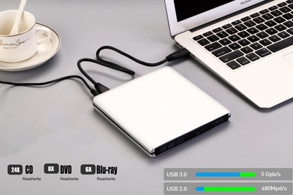 External USB3.0 Bluray Burner Writer Optical BD-RE Recorder 3D BD-ROM Blu-Ray Reader Bluray Play DVD Recorder for Laptop/Desktop