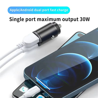Mini Hidden Usb Fast Charger Car Charger Car Cigarette Lighter Qc3.0 Qc Pd 3.1A Pd Type C Universal Iphone and Xiaomi Phone