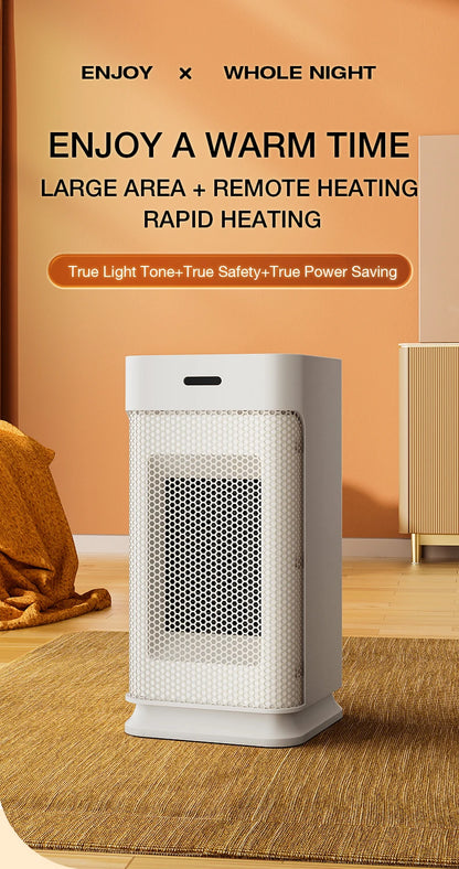 Portable PTC ceramic electric heater with multi-stage adjustment, silent, small household fan and night light heater.