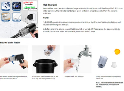 15000PA Compressed Air Dust Collector Handheld vacuum cordless High power, car vacuum cleaner Hairdryer Mini portable