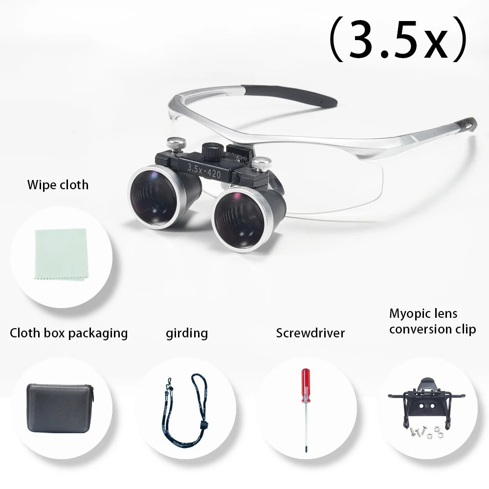 Dentistry Binocular Magnifier 2.5X 3.5X Ultra-lightweight Optical Loupes 320-420mm Magnifying Glass for Dental Surgery