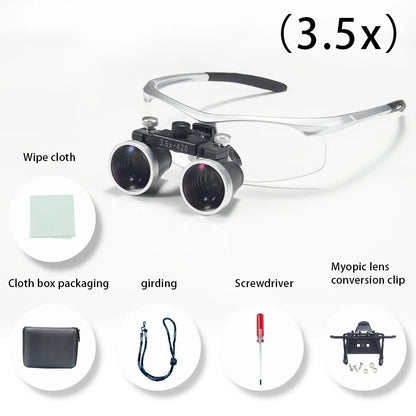 Dentistry Binocular Magnifier 2.5X 3.5X Ultra-lightweight Optical Loupes 320-420mm Magnifying Glass for Dental Surgery