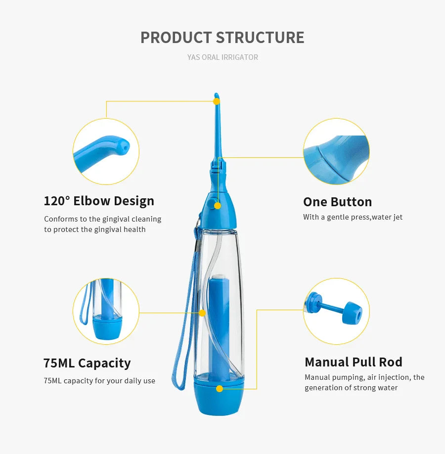 Non-Electric Portable Oral Irrigator Teeth Cleaner Water Jet Flossing Tooth Health Household Device