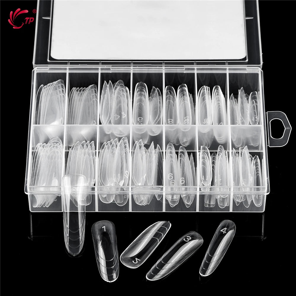 TP New 70pcs/140pcs Clear Nail Dual Form Full Cover Nail Extension System Quick Building Gel Molds False Nail Tip Manicure Tools