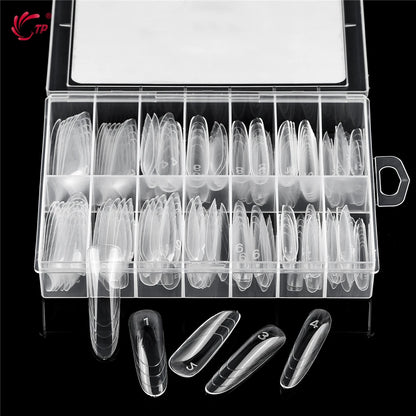 TP New 70pcs/140pcs Clear Nail Dual Form Full Cover Nail Extension System Quick Building Gel Molds False Nail Tip Manicure Tools
