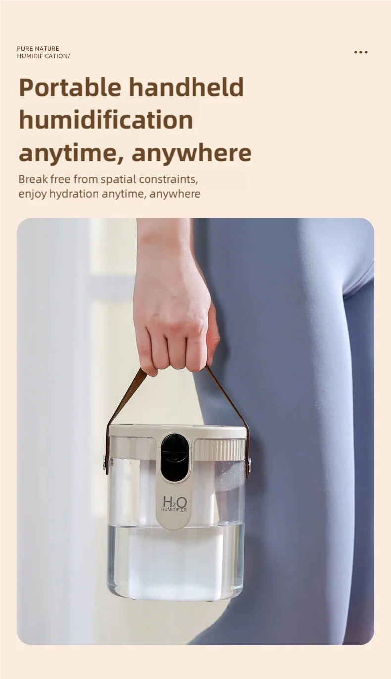 TINSOL 1.5L Air Humidifier USB-Charging Aromatherapy Diffuser 3-Port Spray Air Purifier Home Bedroom Aromatherapy Lamp